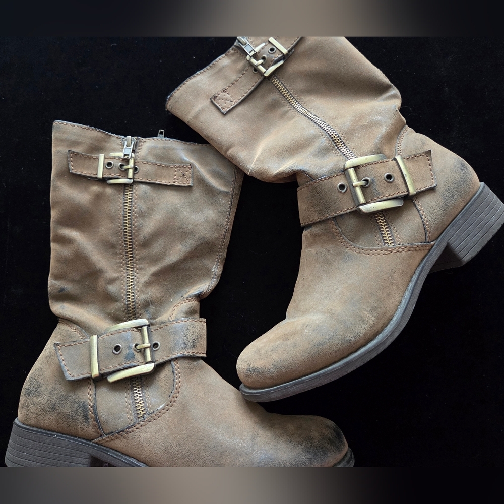 Sonoma Tan Moto Boots with Buckle Detail